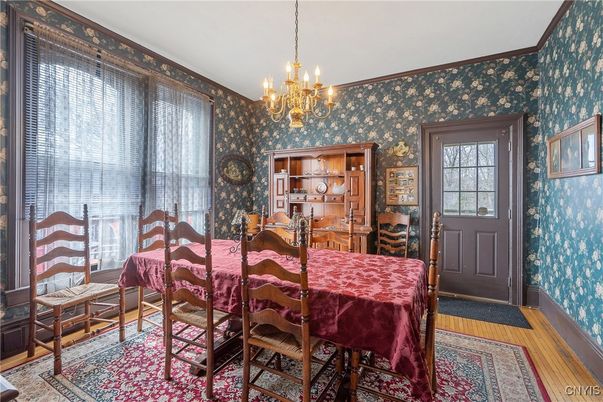 Chandelier, Dining room, Interior, Wood Texture Flooring