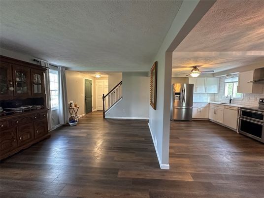 Interior, Kitchen, Stainless Steel Appliances, Wood Texture Flooring