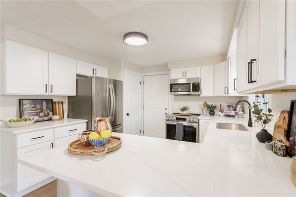 Interior, Kitchen, Stainless Steel Appliances, Wood Texture Flooring