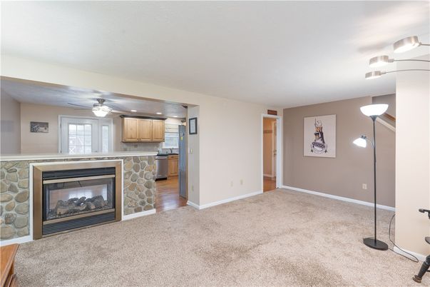 Empty room, Fireplace, Interior, Kitchen, Recessed Lighting