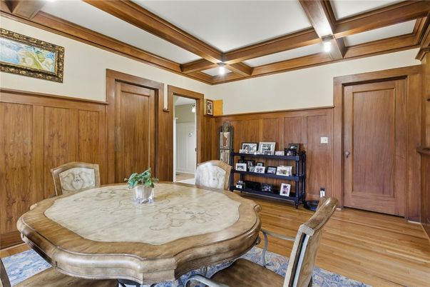 Dining room, Interior, Wooden Beams, Wood Texture Flooring, Wooden Walls