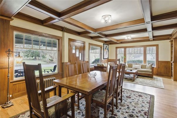 Dining room, Interior, Wooden Beams, Wood Texture Flooring