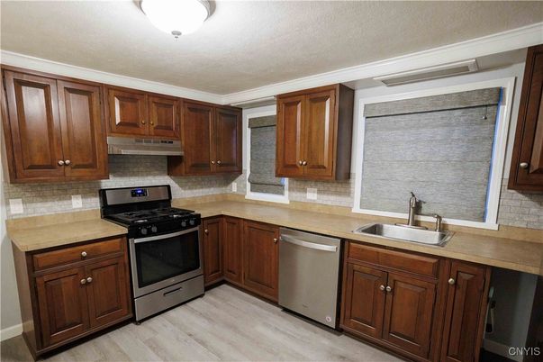 Interior, Kitchen, Stainless Steel Appliances, Wood Texture Flooring