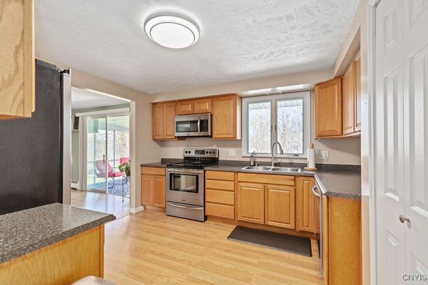 Interior, Kitchen, Stainless Steel Appliances, Wood Texture Flooring