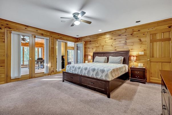 Bedroom, Interior, Recessed Lighting, Wooden Walls