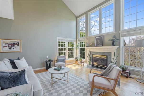Fireplace, Interior, Living room, Sun Room, Wood Texture Flooring