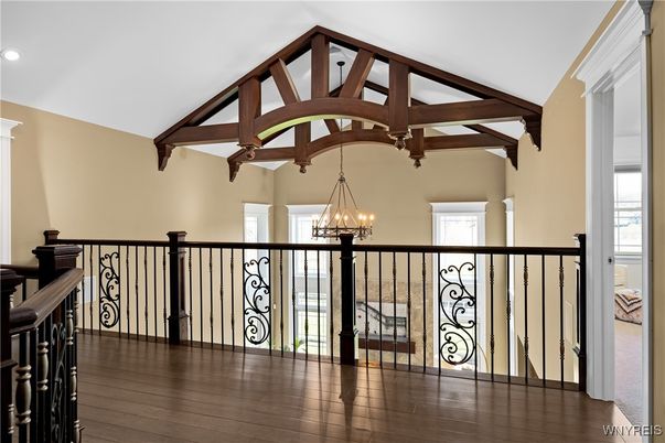 Chandelier, Interior, Recessed Lighting, Wooden Beams, Wood Texture Flooring