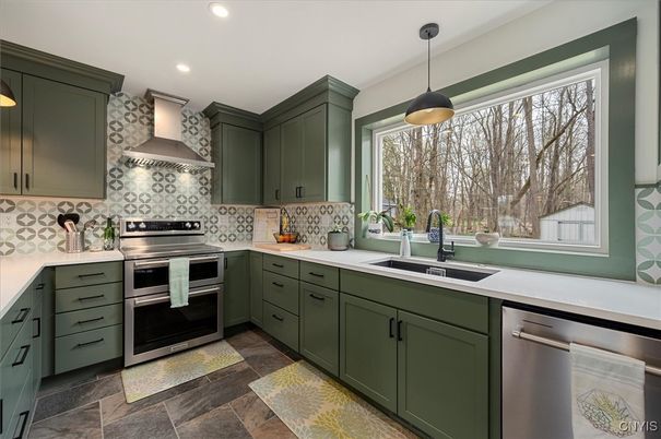 Interior, Kitchen, Pendant Lights, Recessed Lighting, Stainless Steel Appliances