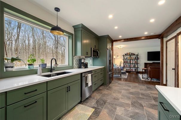 Interior, Kitchen, Pendant Lights, Recessed Lighting, Stainless Steel Appliances