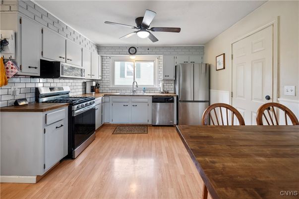 Interior, Kitchen, Stainless Steel Appliances, Wood Texture Flooring