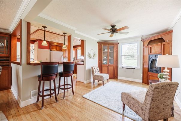 Interior, Kitchen, Pendant Lights, Wood Texture Flooring