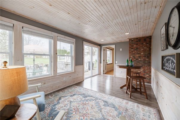 Interior, Recessed Lighting, Stone Walls, Wooden Ceilings, Wood Texture Flooring