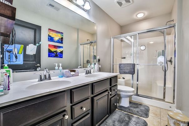 Bathroom, Dual Sink Vanities, Glass Shower, Interior, Recessed Lighting