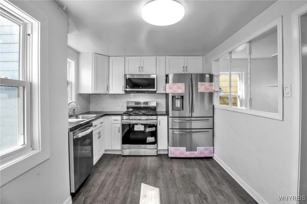 Interior, Kitchen, Stainless Steel Appliances, Wood Texture Flooring