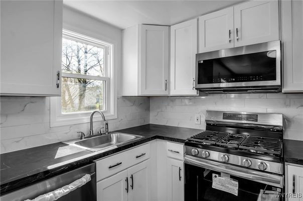 Interior, Kitchen, Marble Walls, Stainless Steel Appliances