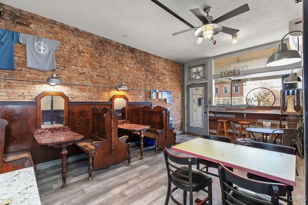 Dining room, Interior, Stone Walls, Wood Texture Flooring