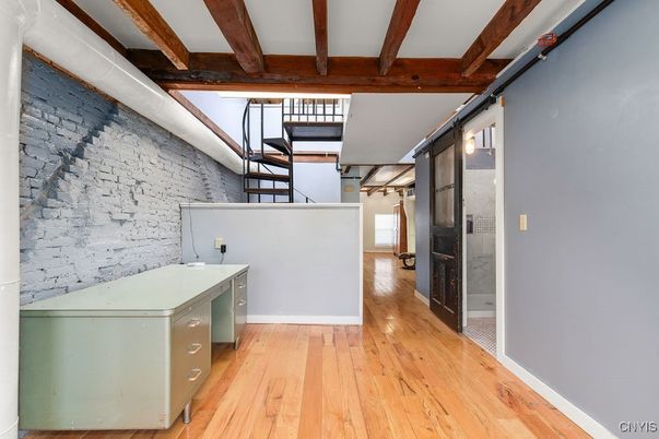 Interior, Stone Walls, Wooden Beams, Wood Texture Flooring
