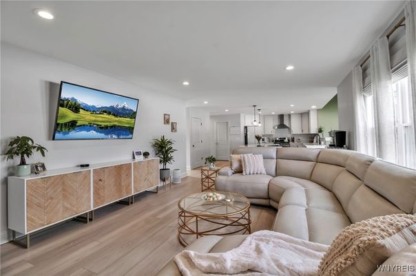 Interior, Kitchen, Living room, Pendant Lights, Recessed Lighting, Stainless Steel Appliances, Wood Texture Flooring