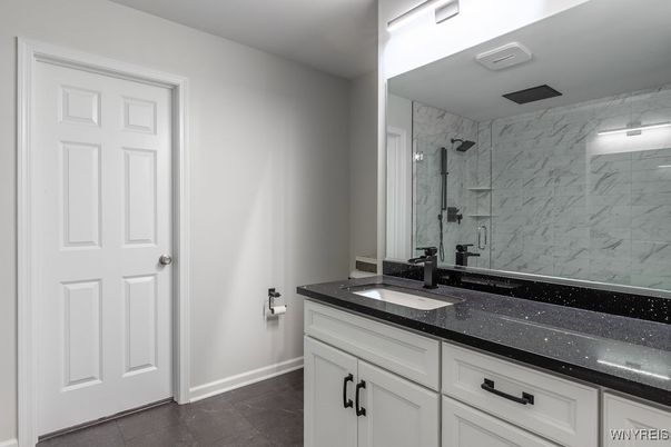 Bathroom, Glass Shower, Interior, Marble Walls