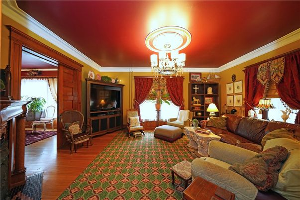 Chandelier, Fireplace, Interior, Living room, Wood Texture Flooring