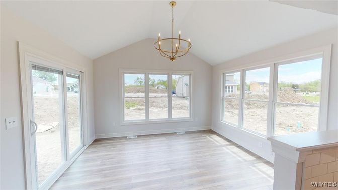 Chandelier, Empty room, Interior, Pendant Lights, Wood Texture Flooring