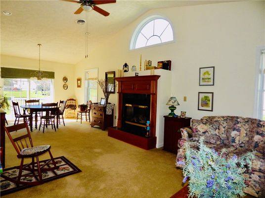 Dining room, Fireplace, Interior, Pendant Lights