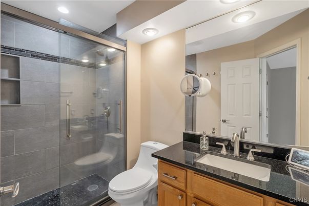 Bathroom, Glass Shower, Interior, Recessed Lighting