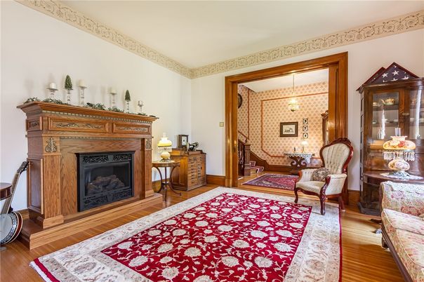 Fireplace, Interior, Pendant Lights, Wood Texture Flooring