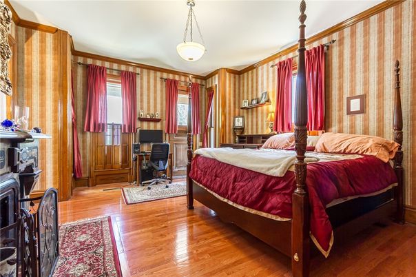 Bedroom, Home Office, Interior, Pendant Lights, Wood Texture Flooring