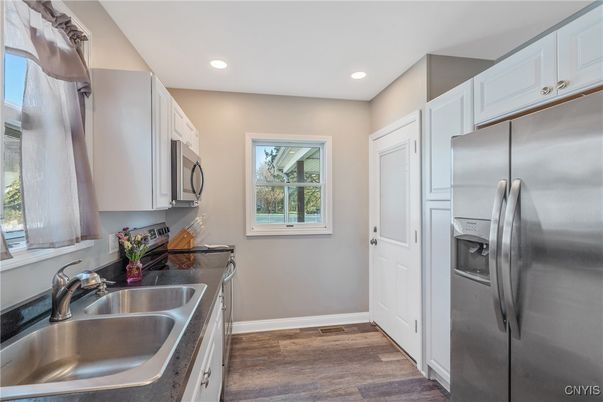 Interior, Kitchen, Recessed Lighting, Wood Texture Flooring