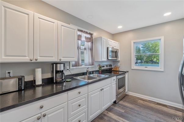 Interior, Kitchen, Recessed Lighting, Wood Texture Flooring