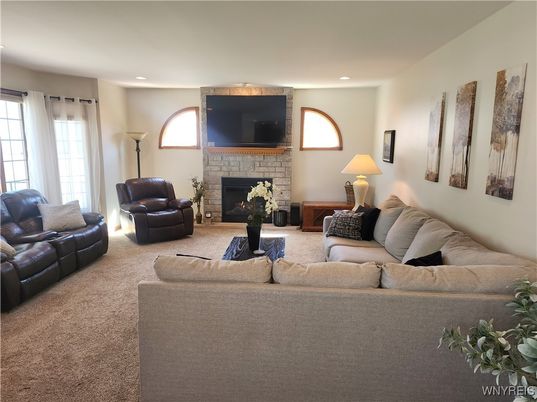 Fireplace, Interior, Living room, Recessed Lighting