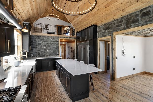 Interior, Kitchen, Pendant Lights, Wooden Ceilings, Wood Texture Flooring