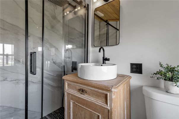 Bathroom, Glass Shower, Interior, Marble Walls