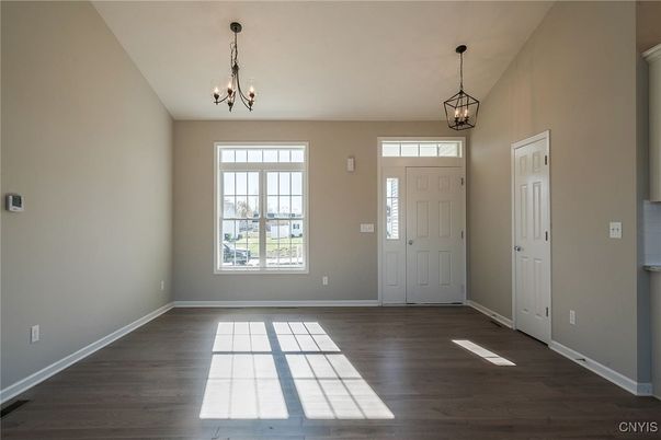 Chandelier, Empty room, Interior, Pendant Lights, Wood Texture Flooring
