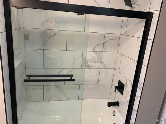 Bathroom, Glass Shower, Interior, Marble Walls