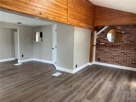 Empty room, Interior, Stone Walls, Wooden Ceilings, Wood Texture Flooring