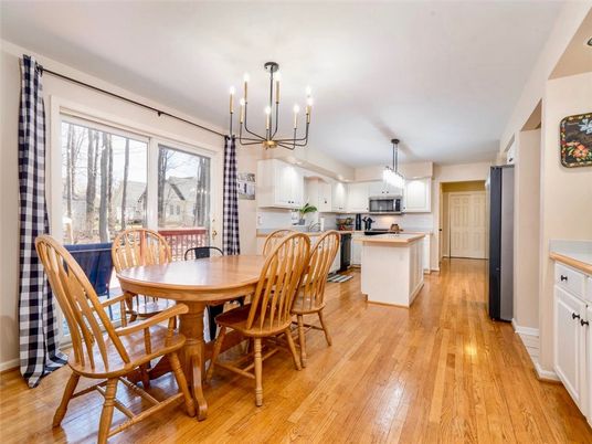 Dining room, Interior, Kitchen, Pendant Lights, Wood Texture Flooring