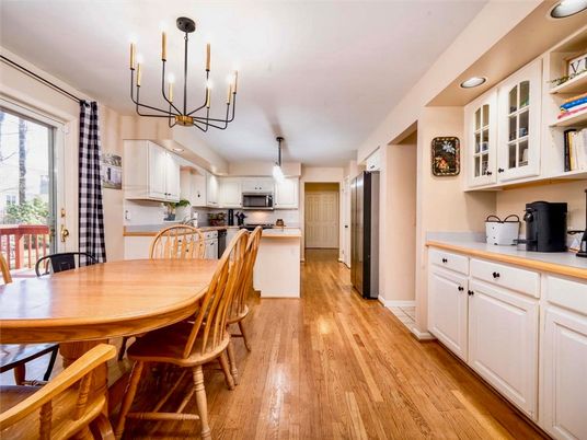 Chandelier, Dining room, Interior, Kitchen, Wood Texture Flooring