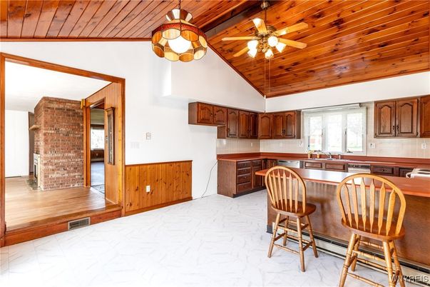 Interior, Kitchen, Marble, Pendant Lights, Wooden Ceilings