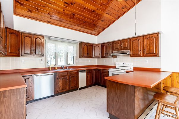Interior, Kitchen, Marble, Wooden Ceilings