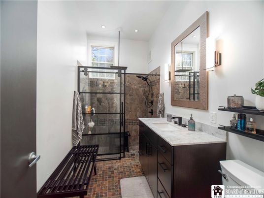 Bathroom, Glass Shower, Interior, Recessed Lighting