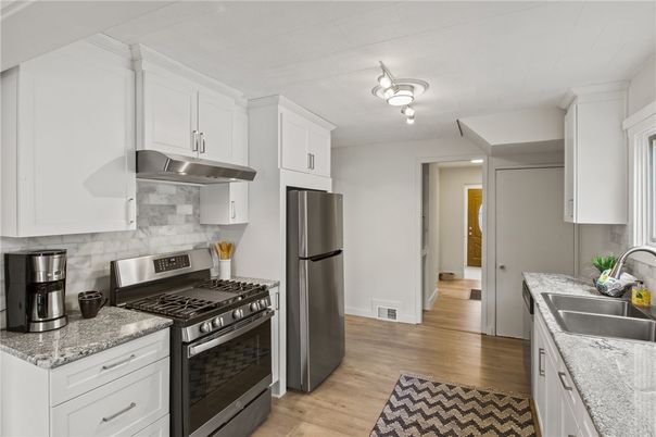 Interior, Kitchen, Stainless Steel Appliances, Wood Texture Flooring