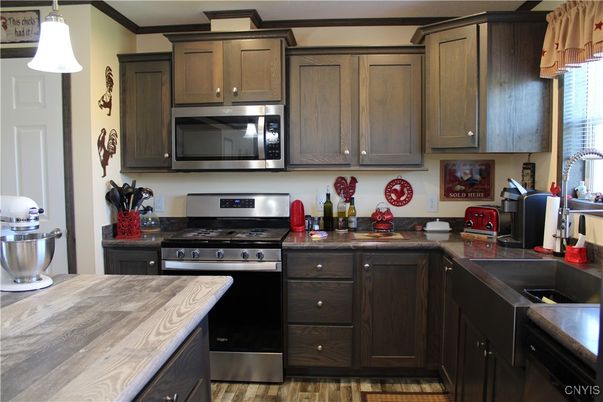 Interior, Kitchen, Pendant Lights, Stainless Steel Appliances, Wood Texture Flooring