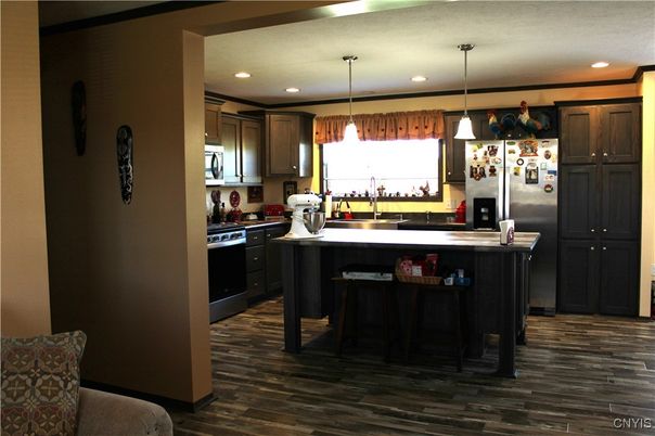 Interior, Kitchen, Pendant Lights, Recessed Lighting, Wood Texture Flooring