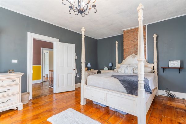 Bedroom, Chandelier, Interior, Wood Texture Flooring
