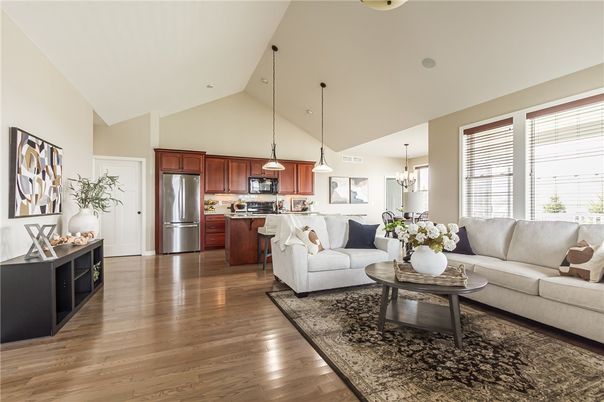 Interior, Kitchen, Living room, Pendant Lights, Stainless Steel Appliances, Wood Texture Flooring