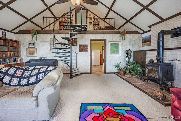 Fireplace, Interior, Piano, Stone Walls