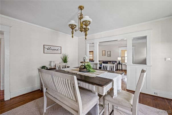 Chandelier, Dining room, Interior, Wood Texture Flooring
