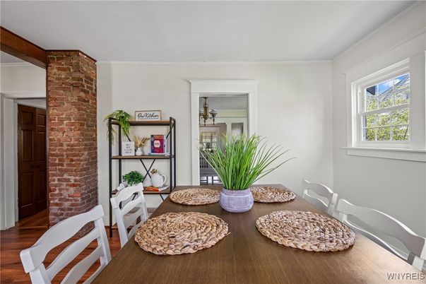Dining room, Interior, Stone Walls, Wood Texture Flooring